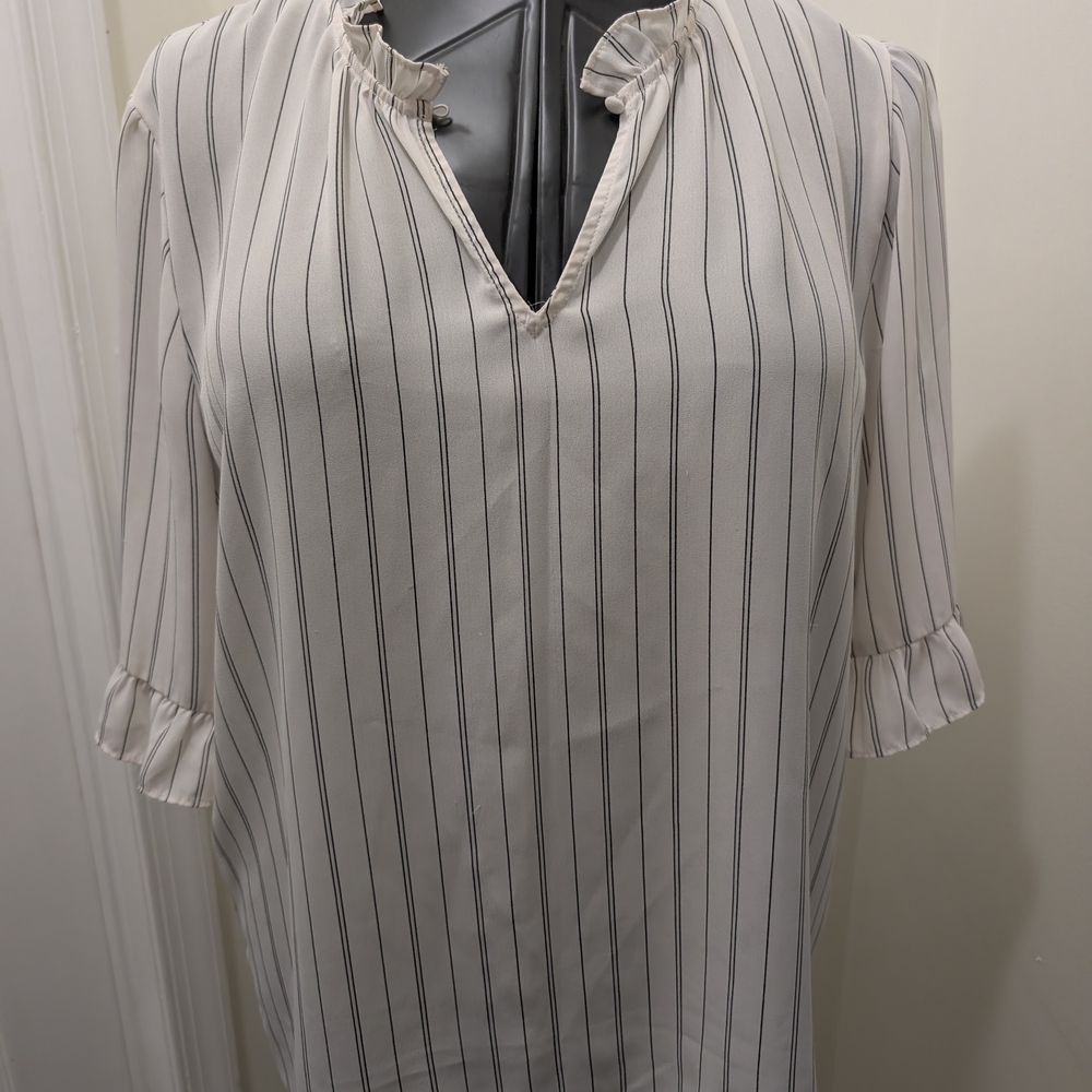 Banana Republic Striped Ruffle Sleeve Blouse
